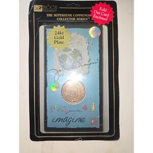 John Lennon Imagine 24kt Gold Plate Commemorative Coin SCCS Liberty Mint Card